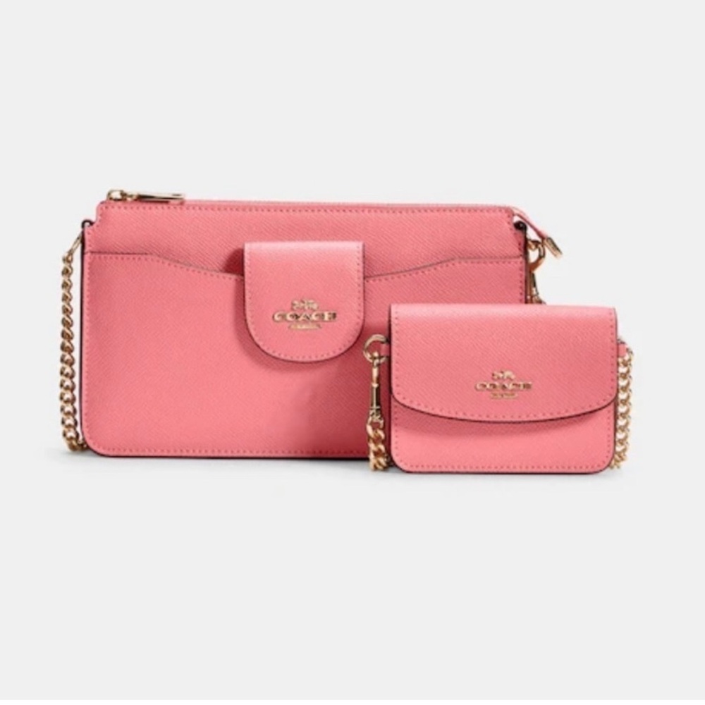 Coach Poppy Taffy Pink Leather Crossbody w/Card Case NWOT - Picture 3 of 10